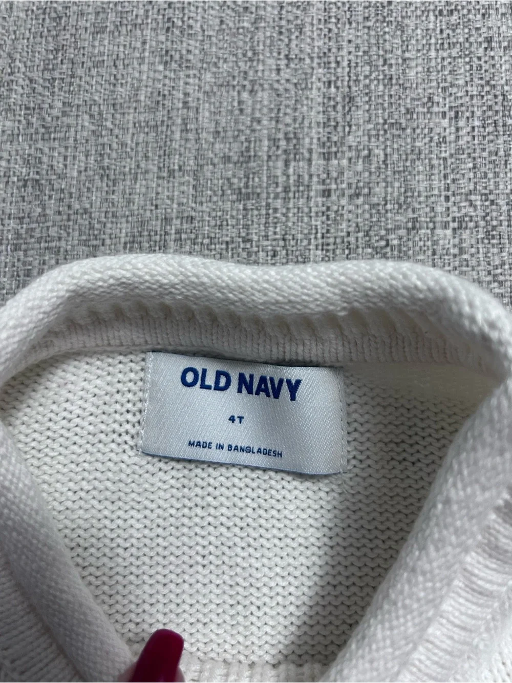 Old Navy White Knit Sweater with Navy Fisherman Style NWT Size 4T
